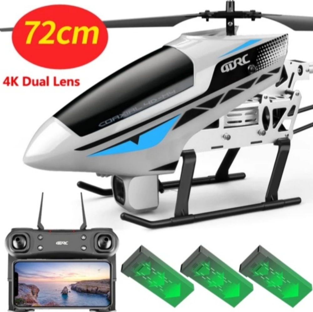 Upgrade 28" Alloy large R/C helicopter w/ 4k HD dual camera RTG